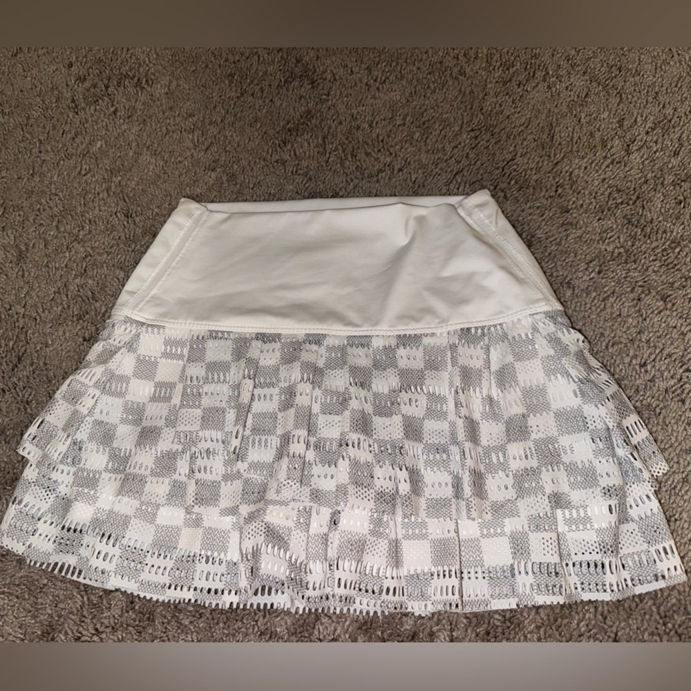 Lucky in Love BMS Hi Check Skirt White